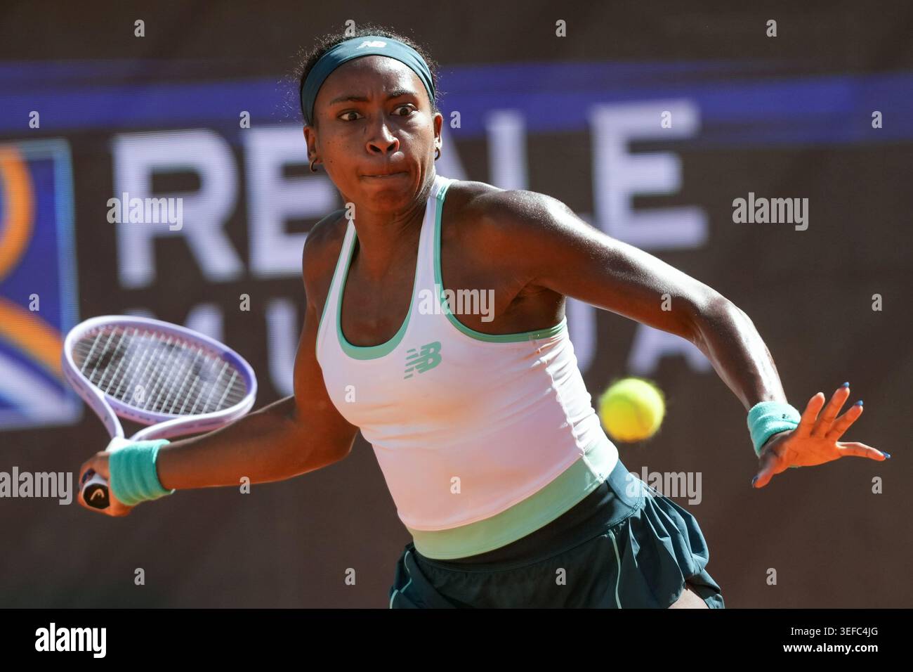 Rome, Italy. 14th May, 2026. Coco Gauff of United States during the match against Sorana-Mihaela Cirstea of Romania at the Internazionali BNL d'Italia 2026 tennis tournament at Foro Italico in Rome (Italy) on May, 14, 2026. Credit: Insidefoto/Alamy Live News Stock Photo