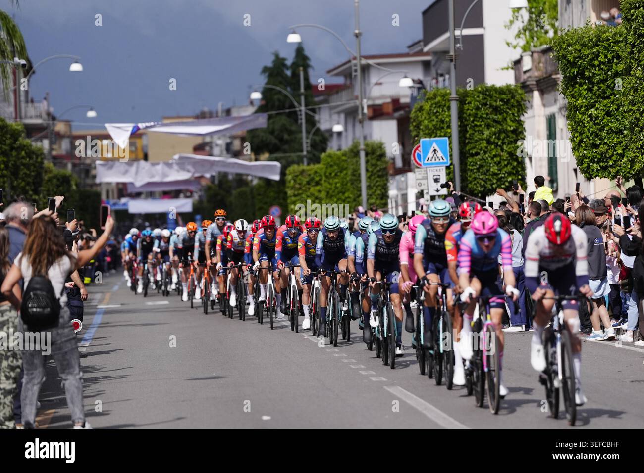 Pack Rides The pack rides during Stage 6 of the Giro d’Italia, from Paestum to ...