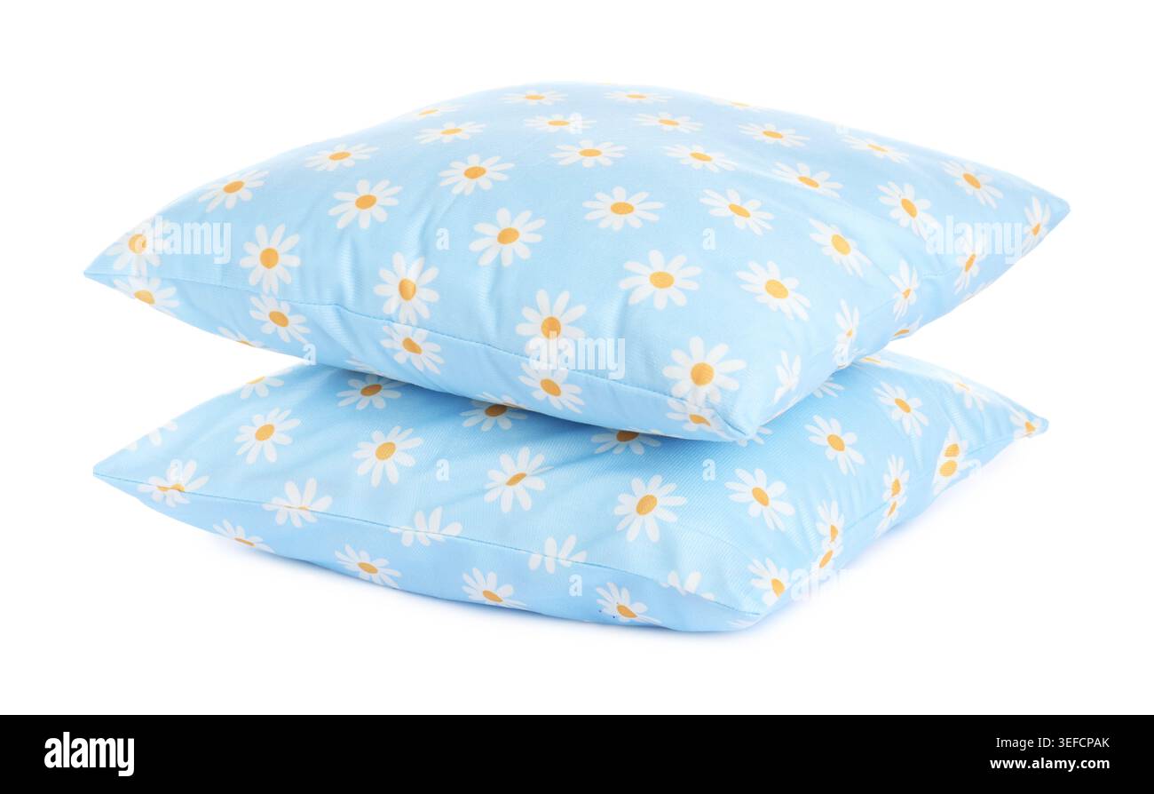 Color cushions with floral pattern isolated on white Stock Photo