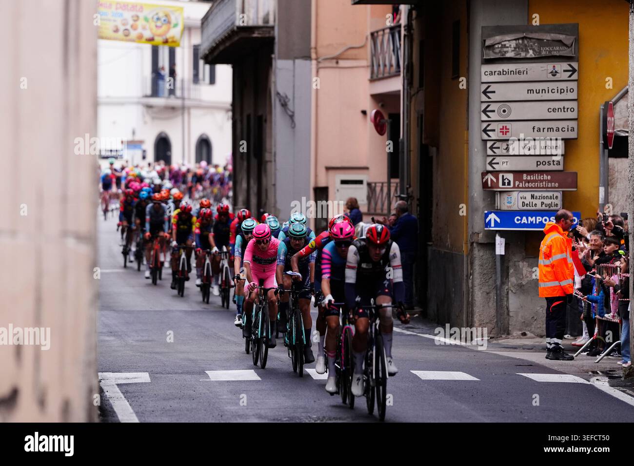 Pack Rides The pack rides during Stage 6 of the Giro d’Italia, from Paestum to ...
