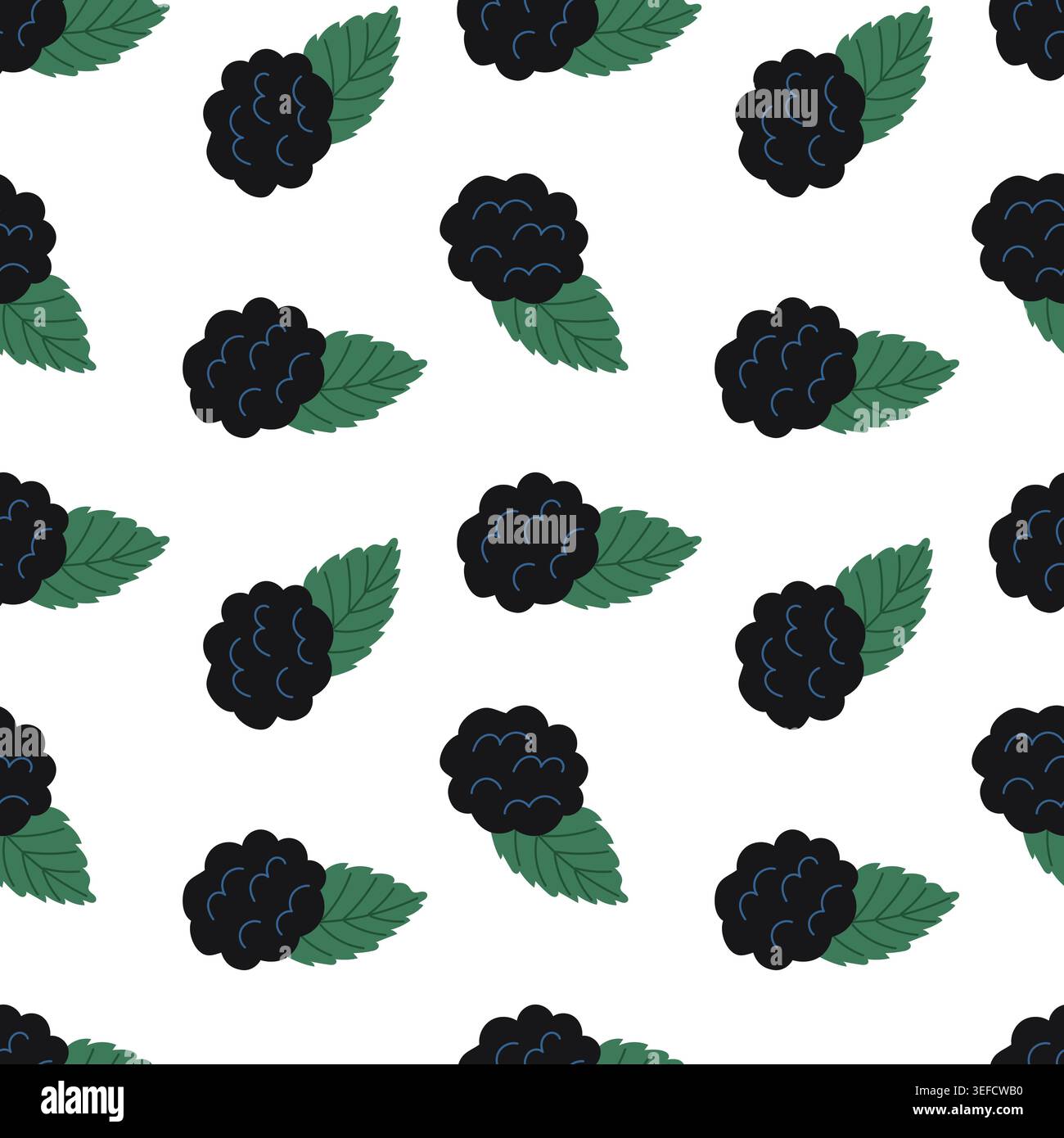 Blackberries with leaves form seamless pattern Stock Vector