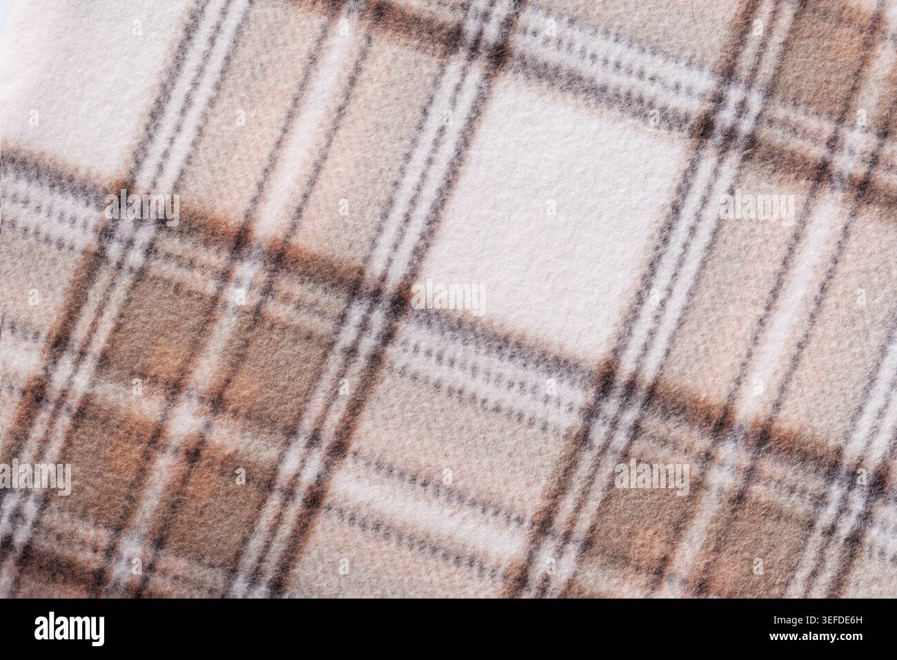 Diagonal Beige Plaid Blanket Texture Background Stock Photo
