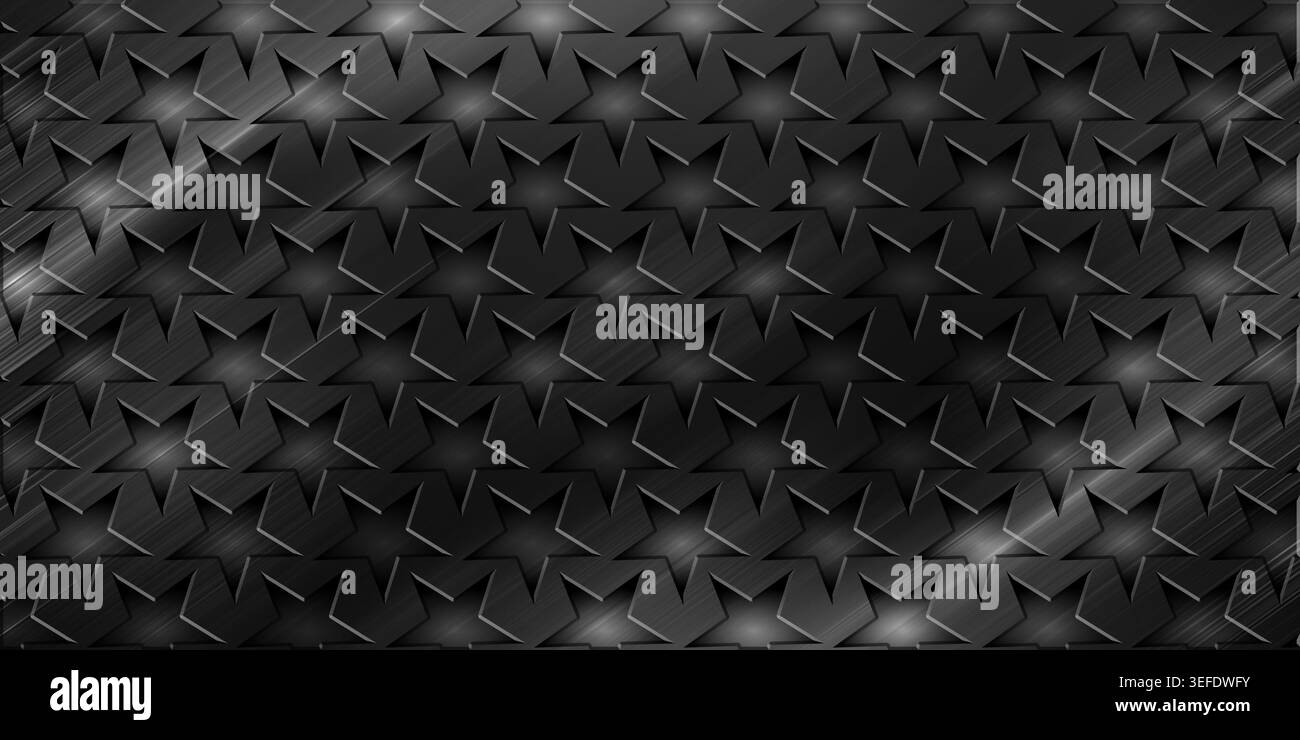A sophisticated dark background featuring a seamless pattern of embossed stars on a brushed metal surface with subtle light reflections. Stock Photo