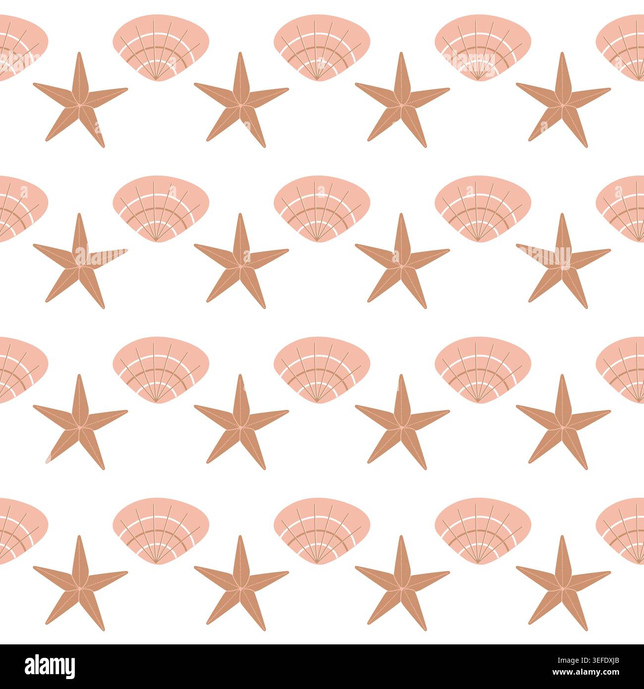 vector seamless pattern with sea stars and shells. Stock Vector