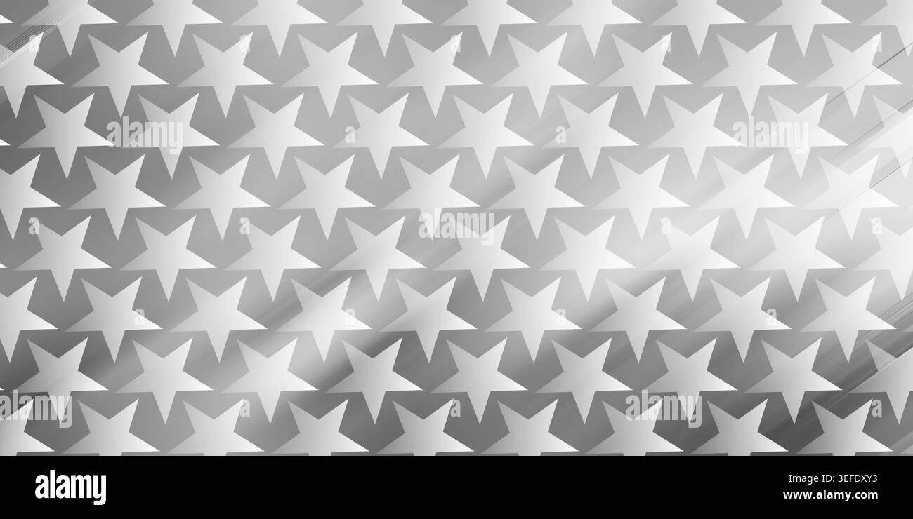 A sophisticated monochrome background featuring a repeating star pattern with subtle diagonal light rays and soft shadows, creating a 3D effect. Stock Photo