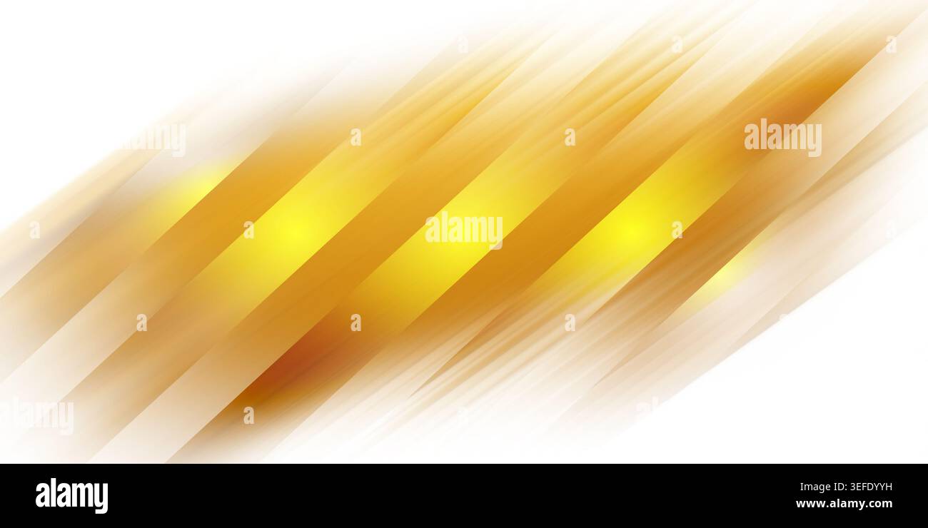 Abstract background featuring elegant diagonal golden lines with soft glowing light effects, isolated on a clean white background. Stock Photo