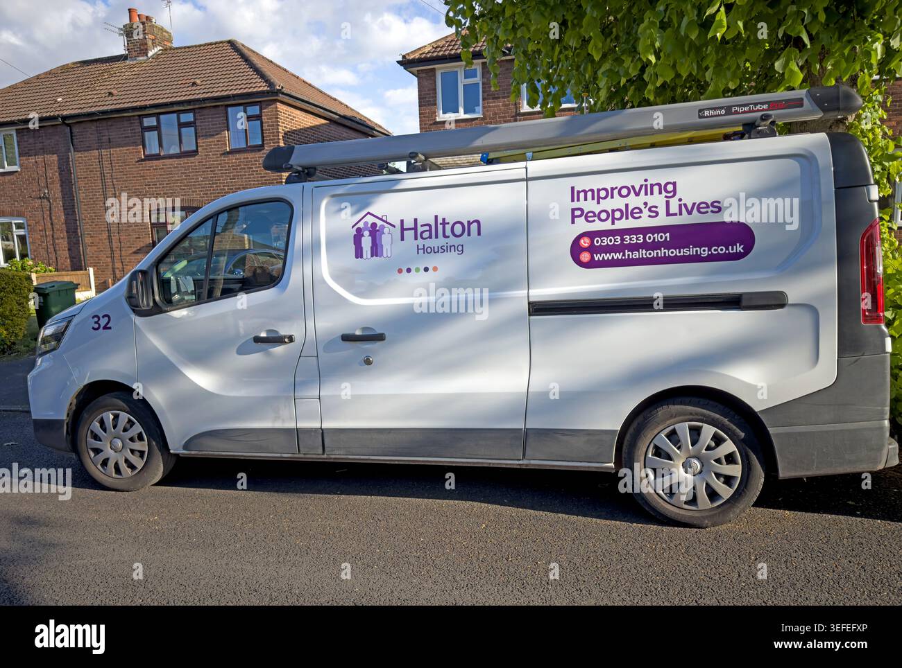 Halton Housing Trust van in residential street. Stock Photo