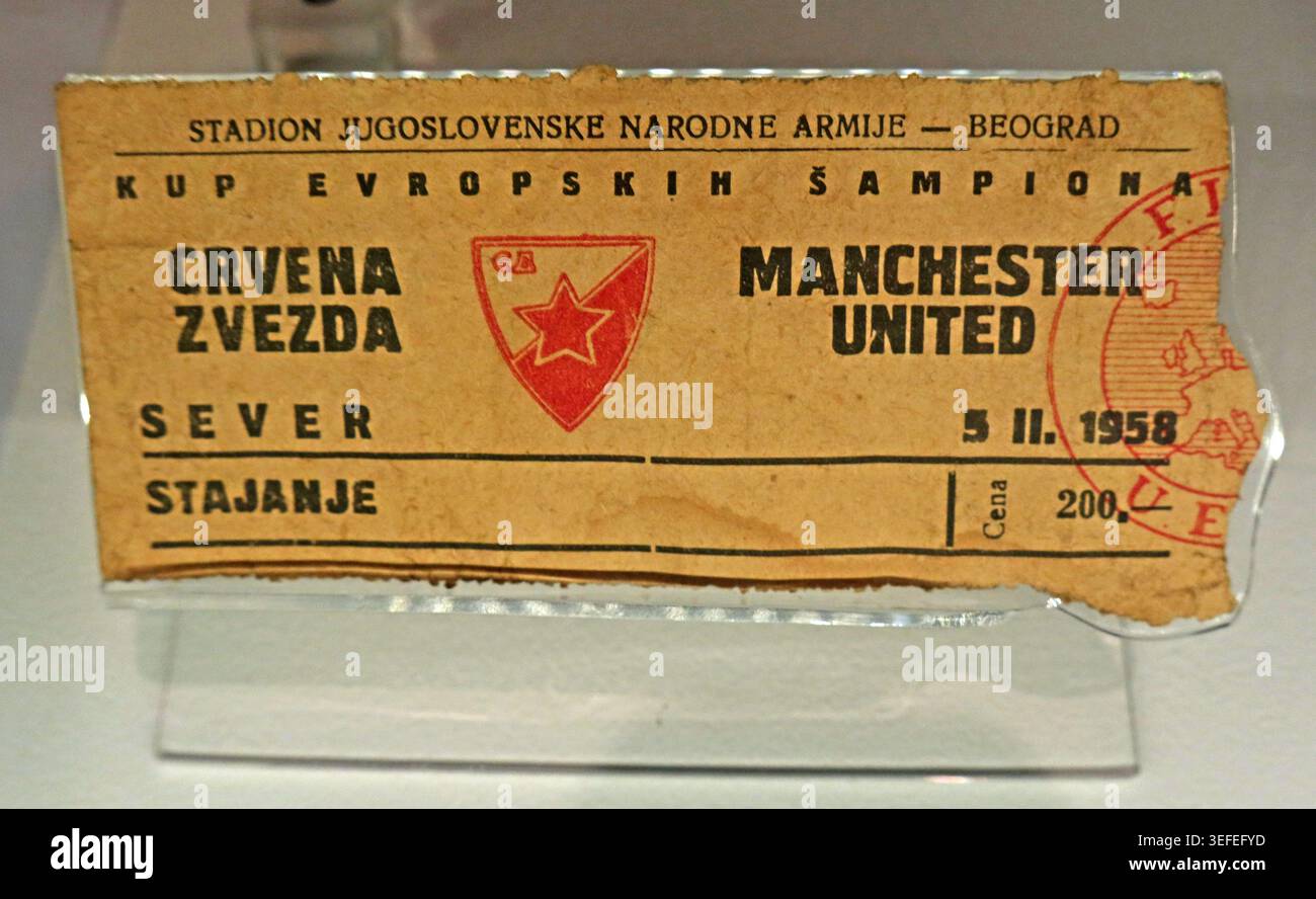 Crvena Zvezda, Red Star Belgrade, v Manchester United, European Cup 1957 to 1958 quarter-final, second leg, Old Trafford, Manchester, England, UK. Stock Photo