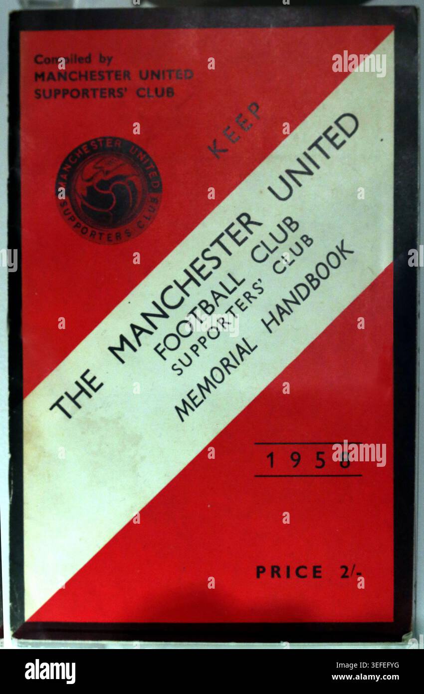Manchester United Memorial Handbook 1958, Old Trafford, Manchester, England, UK. Stock Photo