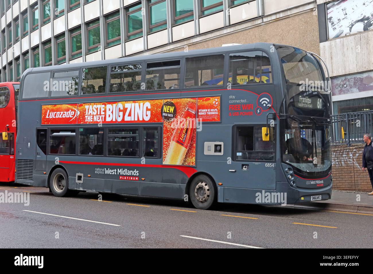 West Midlands bus 61 Platinum service in Birmingham city centre, England, UK. Stock Photo