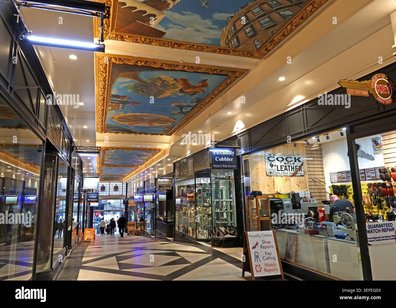 Piccadilly Arcade interior off Birmingham New Street, Birmingham, West Midlands, England, UK. Stock Photo