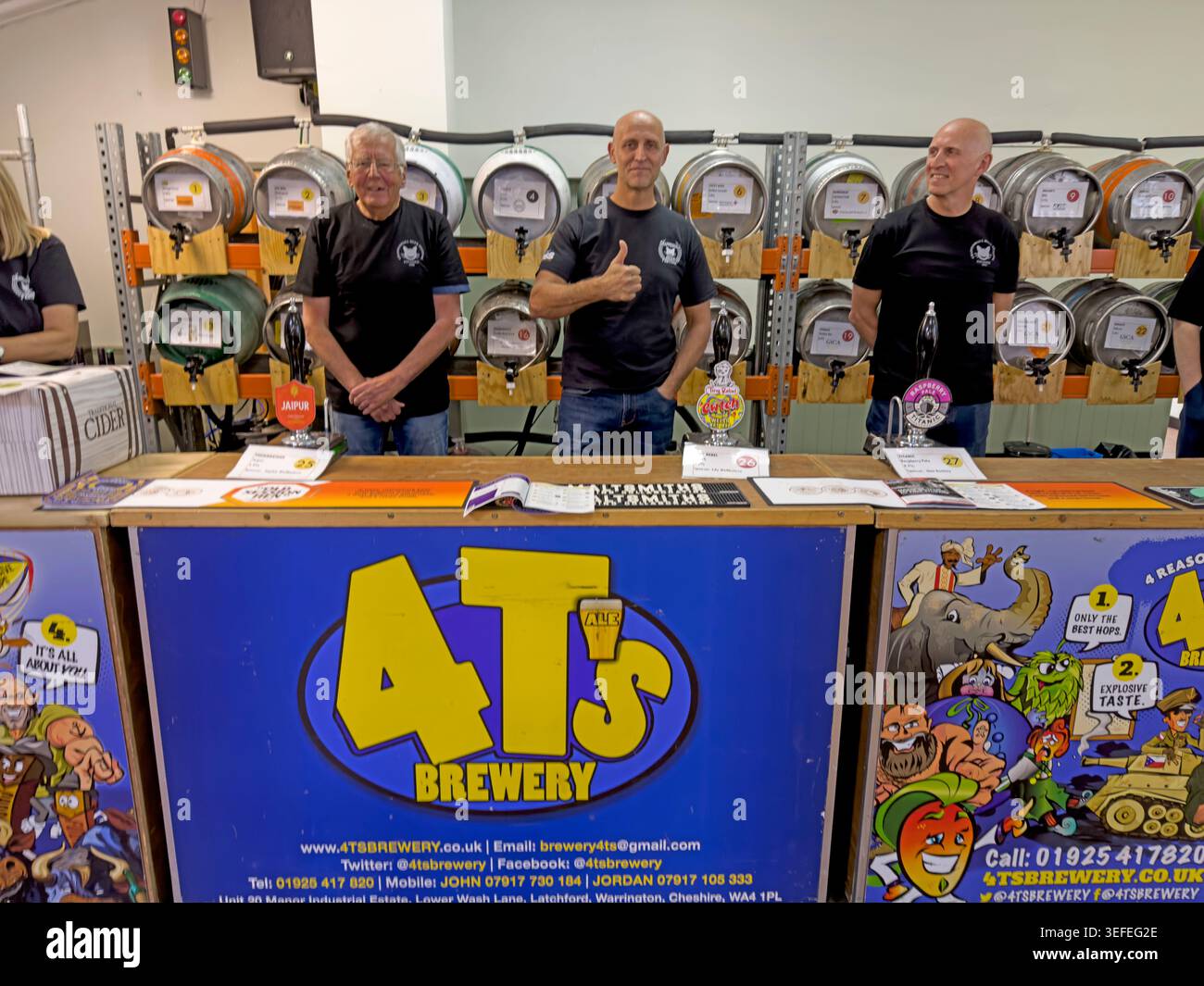 Volunteers from 4T's Brewery at Grappenhall Beer Festival 2026, Warrington, Cheshire, England, UK. Stock Photo