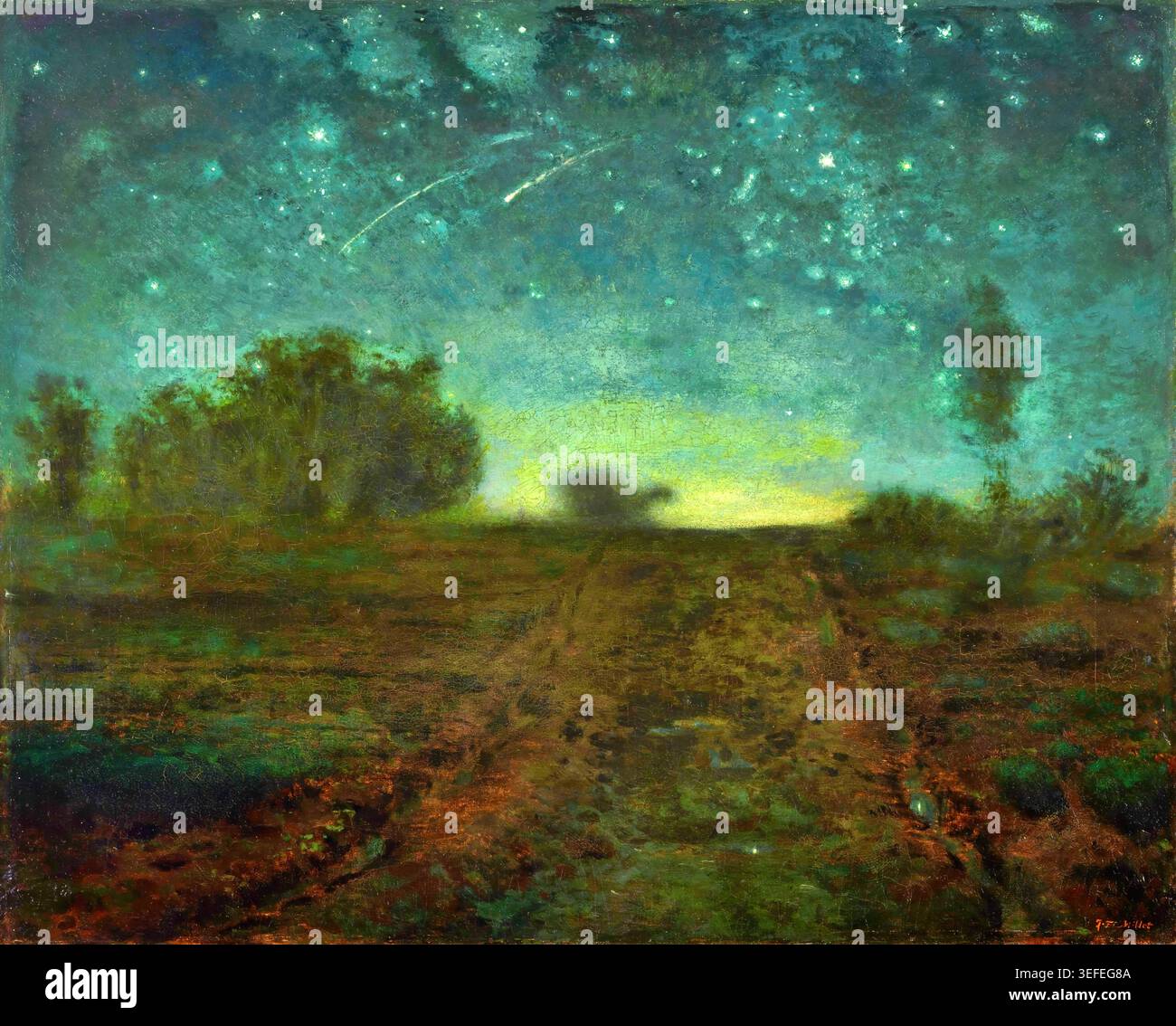 Jean-François Millet – Starry Night, circa 1850–1865 Stock Vector