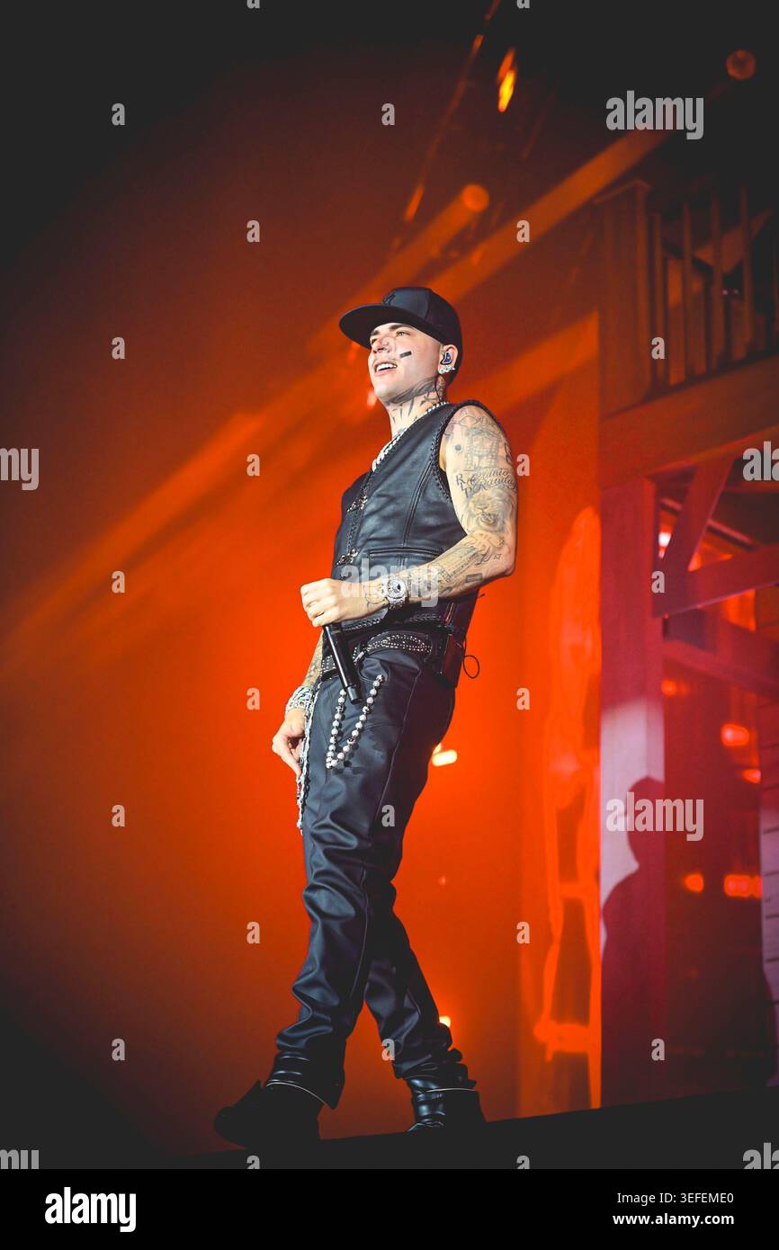 Italian rapper Andrea Arrigoni better known by the stage name Shiva ...