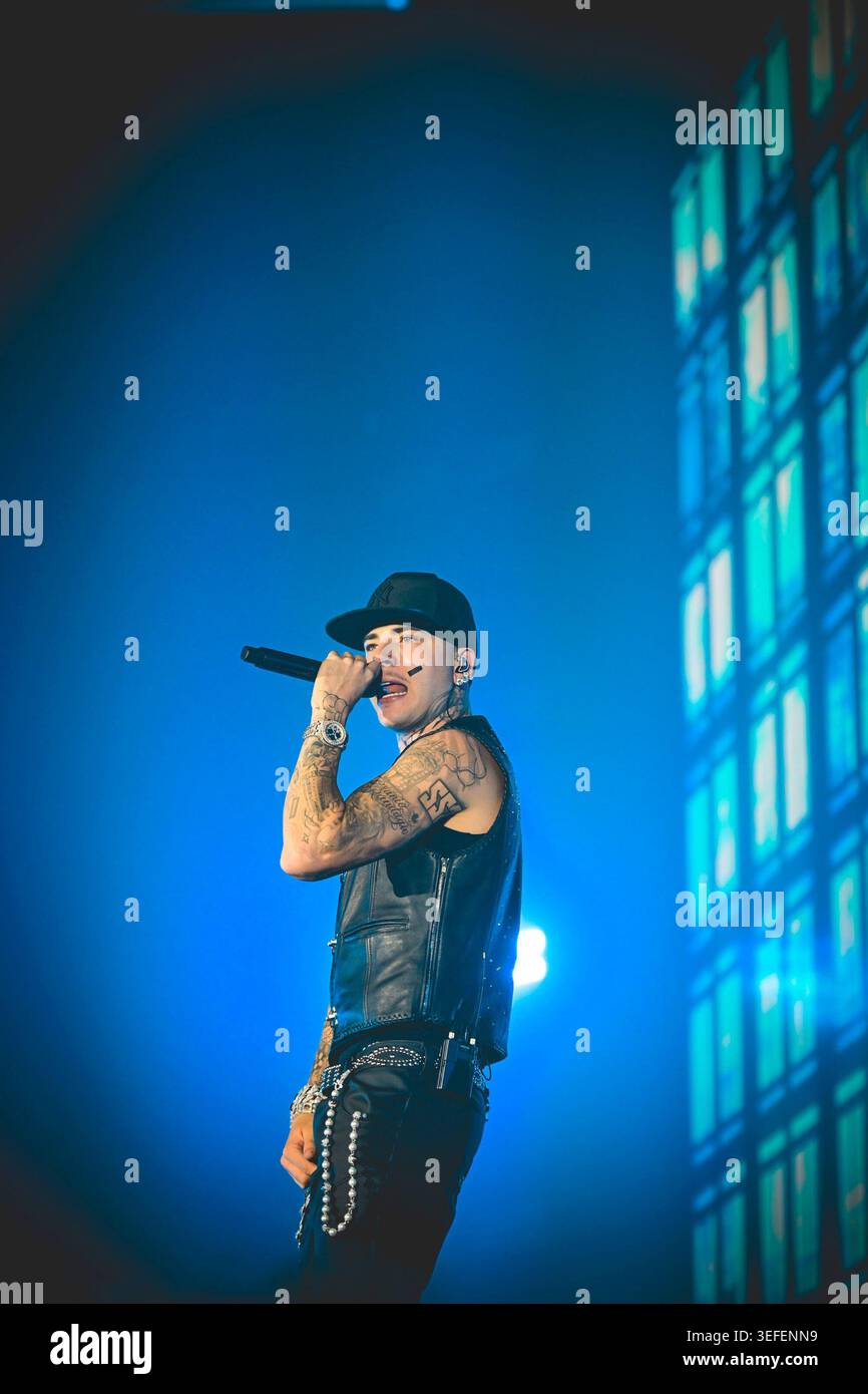 Italian rapper Andrea Arrigoni better known by the stage name Shiva ...