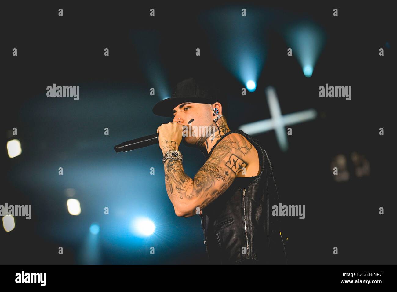 Italian rapper Andrea Arrigoni better known by the stage name Shiva ...