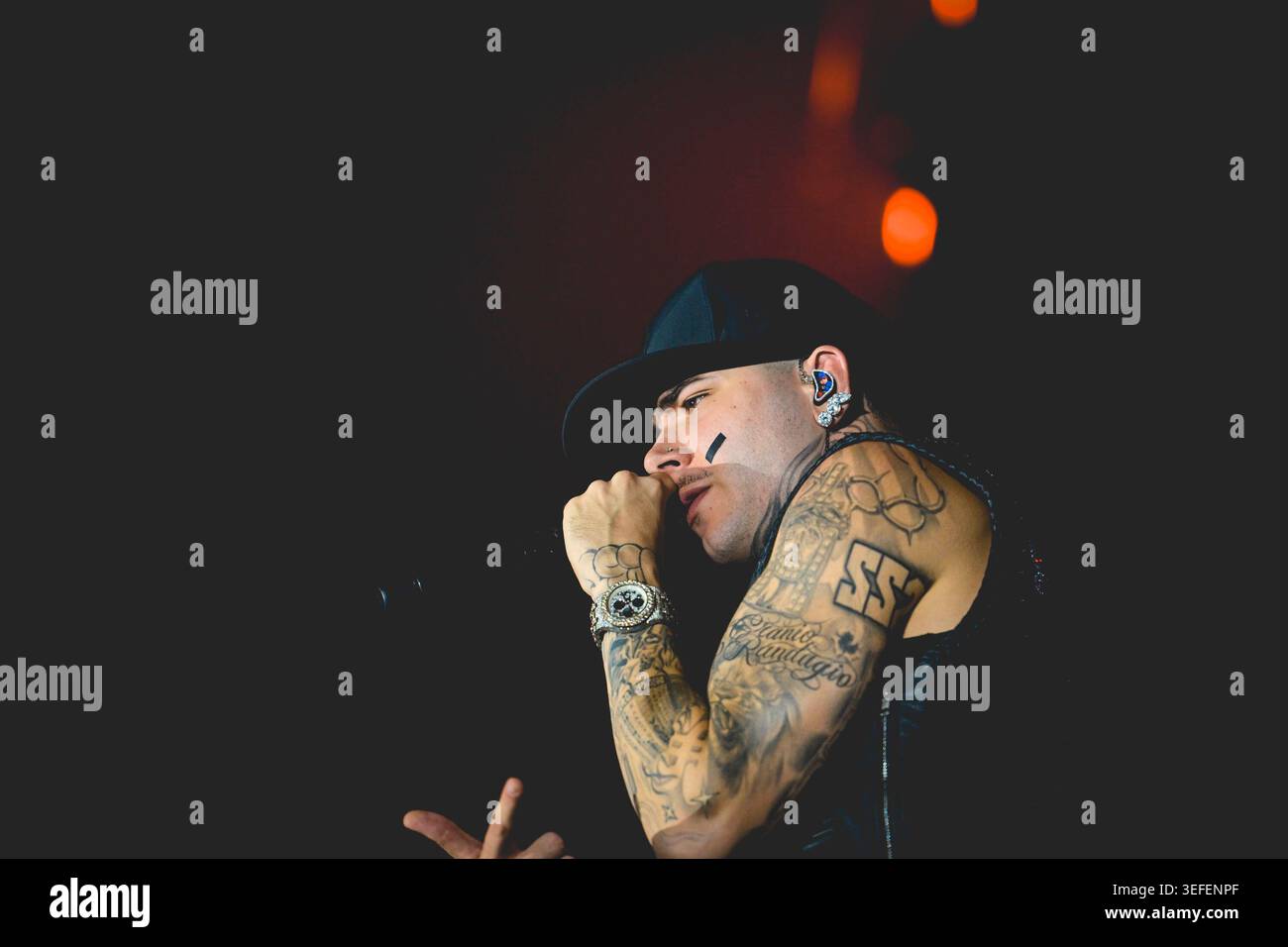 Italian rapper Andrea Arrigoni better known by the stage name Shiva ...