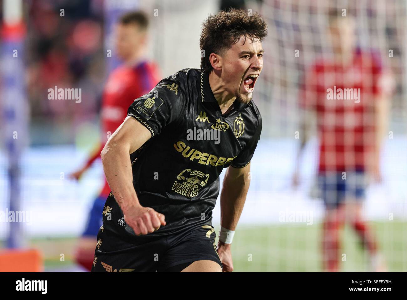 Czestochowa, Poland. 13th May, 2026. Kajetan Szmyt of Jagiellonia Bialystok celebrates after scoring a goal during Polish League PKO BP Ekstraklasa 2025/2026 football match between Rakow Czestochowa and Jagiellonia Bialystok at Zondacrypto Arena (Czestochowa). Final score; Rakow Czestochowa 0:2 Jagiellonia Bialystok. Credit: SOPA Images Limited/Alamy Live News Stock Photo