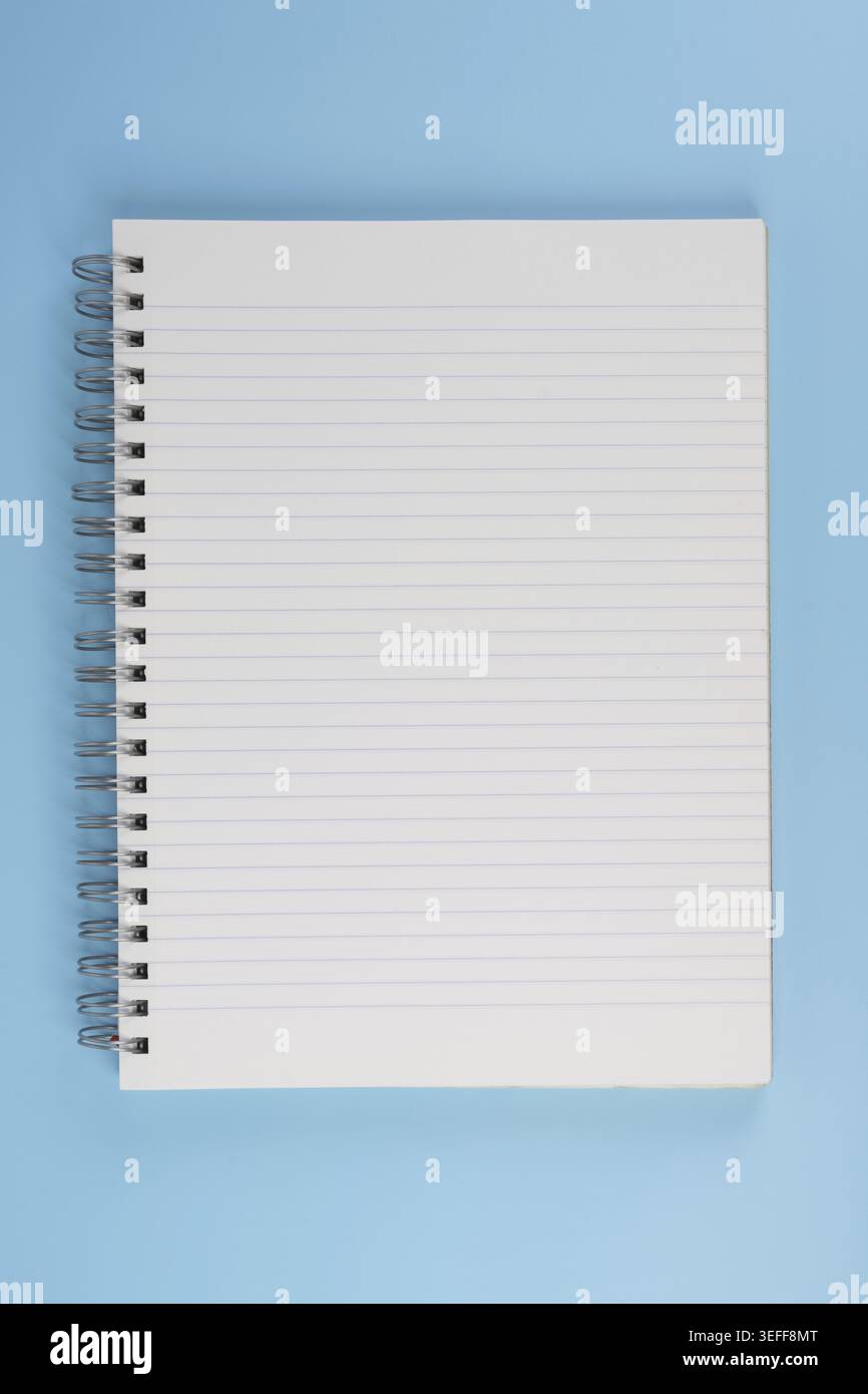 A notebook with a spiral and lined sheets Stock Photo