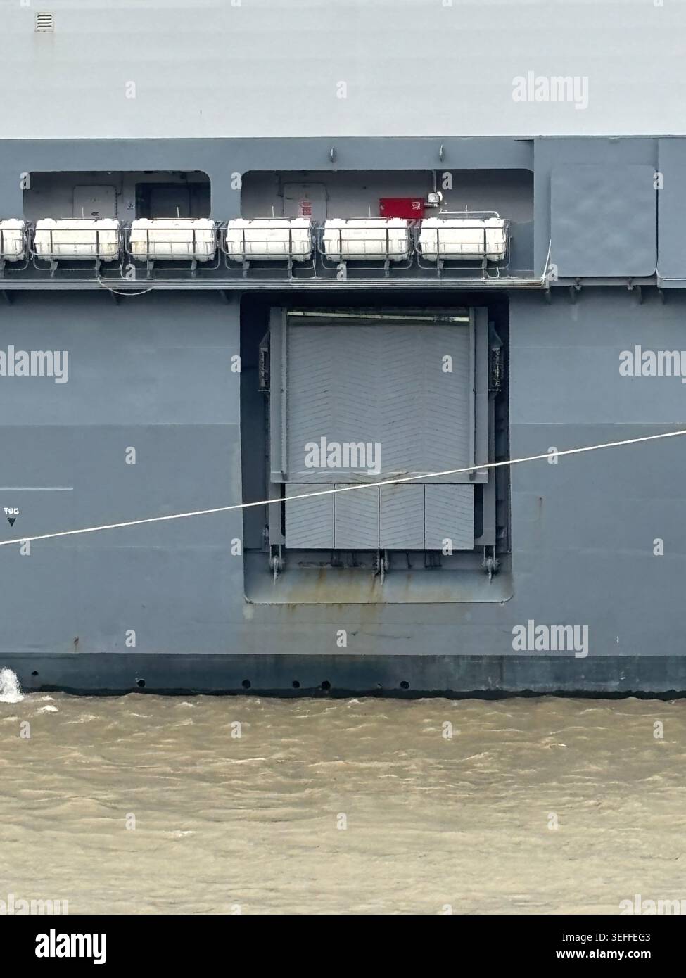 NATA Flagship HNLMS Johan de Witt Showcases Amphibious Capabilities During London Port Visit - Smartphone Captured Stock Image
