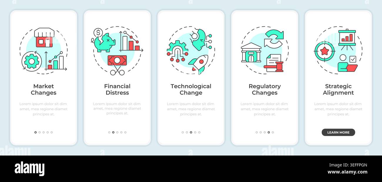 Primary restructuring causes onboarding mobile app screen Stock Vector