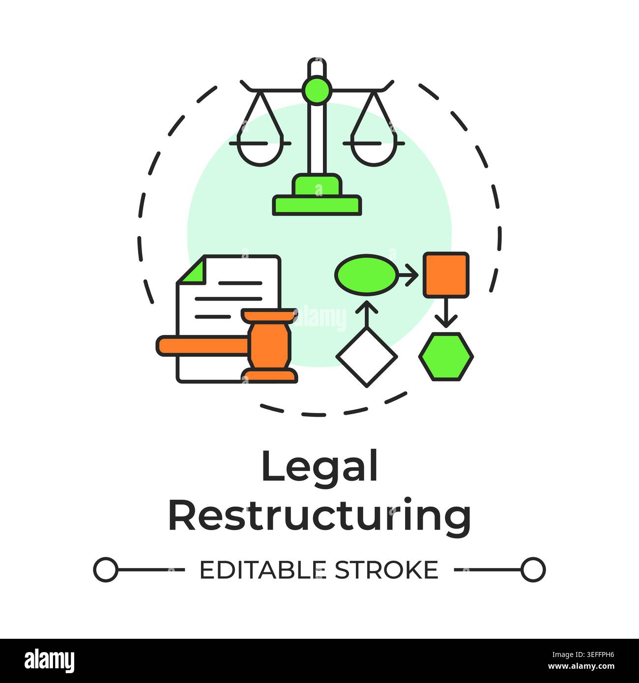 Legal restructuring multi color concept icon Stock Vector