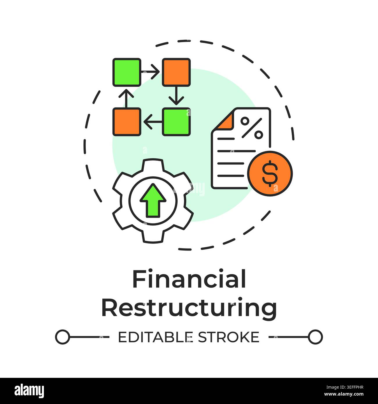 Financial restructuring multi color concept icon Stock Vector