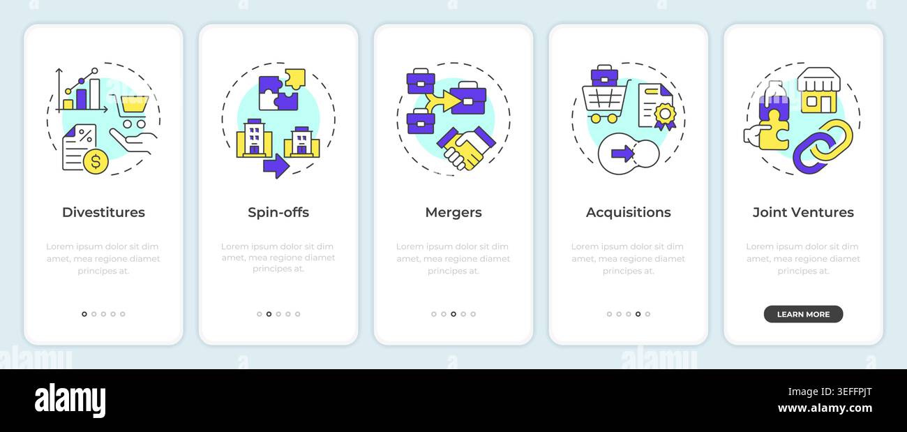 Key restructuring mechanisms onboarding mobile app screen Stock Vector