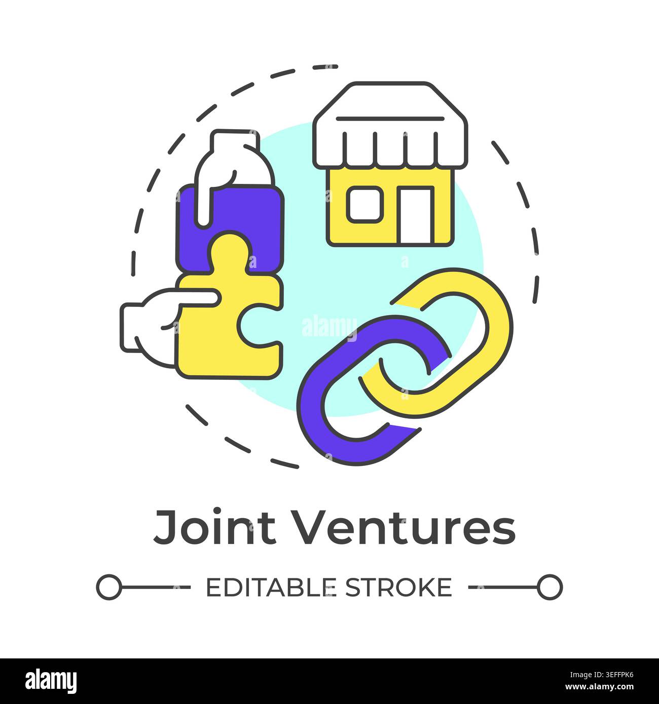 Joint ventures multi color concept icon Stock Vector
