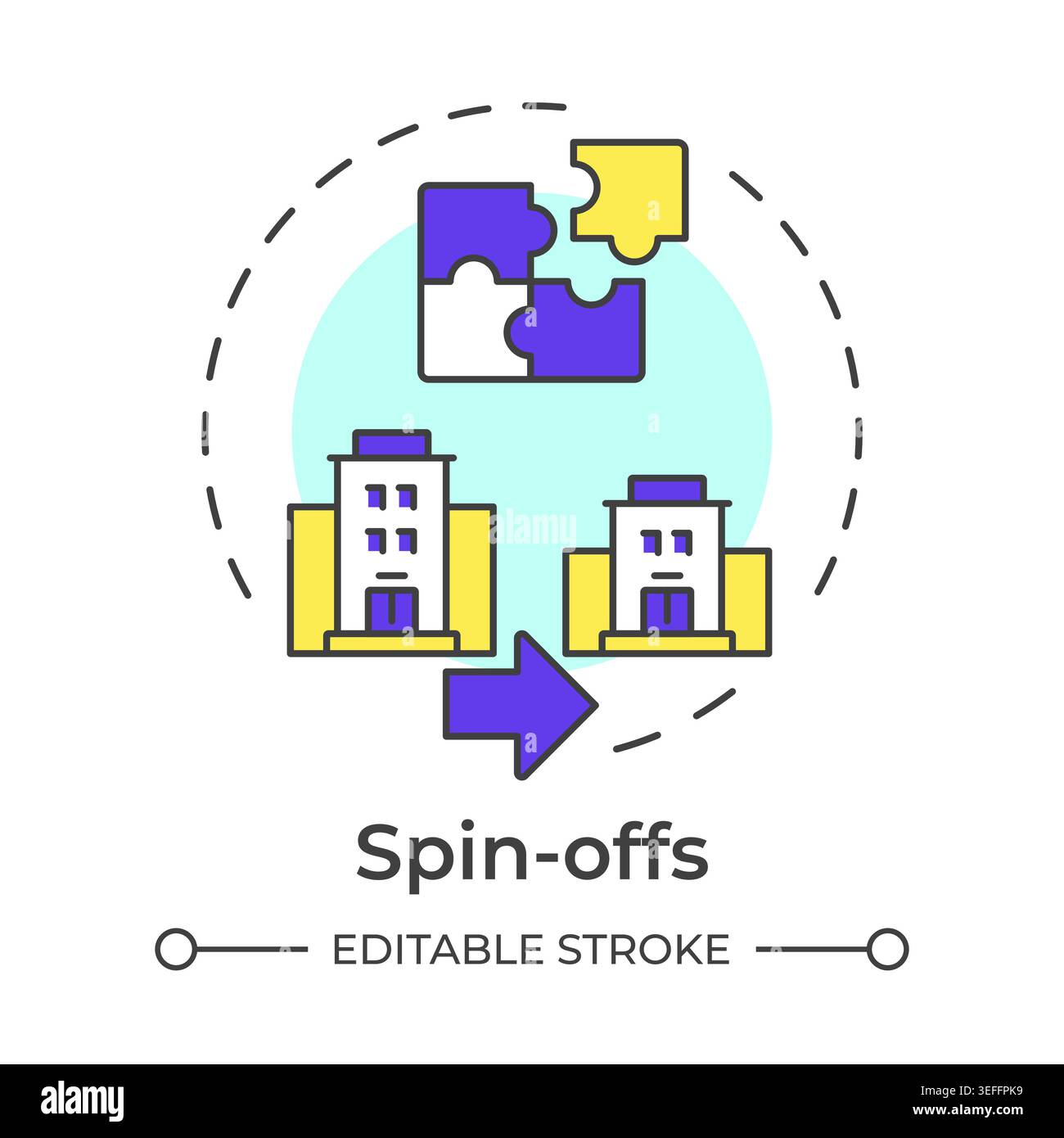 Spin offs multi color concept icon Stock Vector