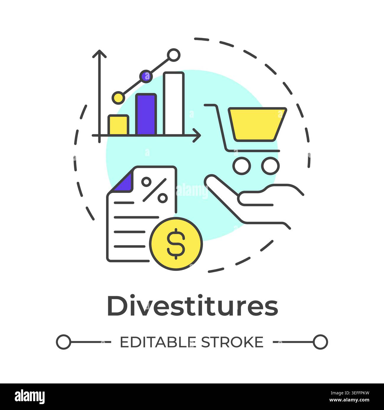 Divestitures multi color concept icon Stock Vector