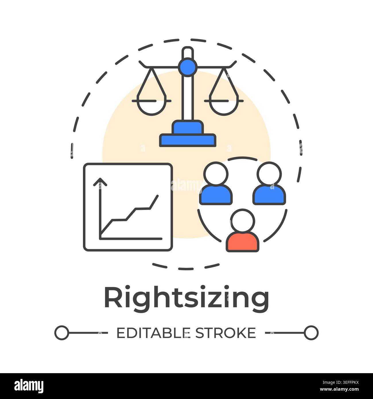 Rightsizing multi color concept icon Stock Vector