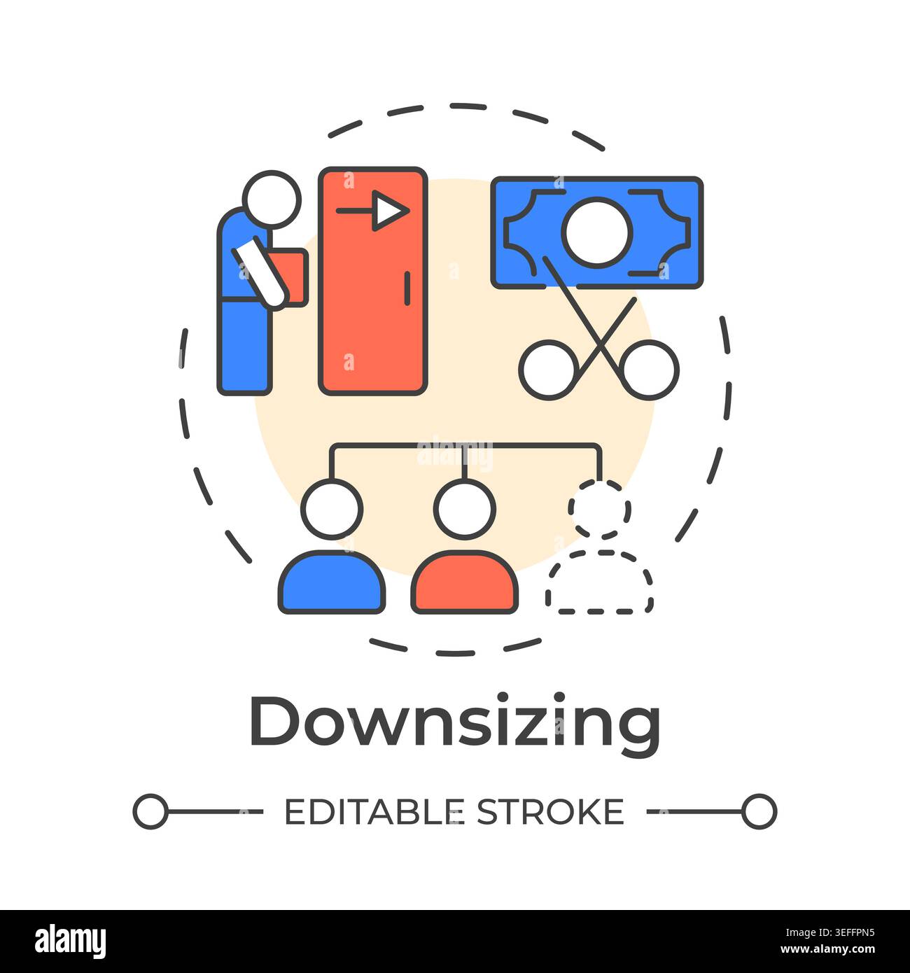 Downsizing multi color concept icon Stock Vector