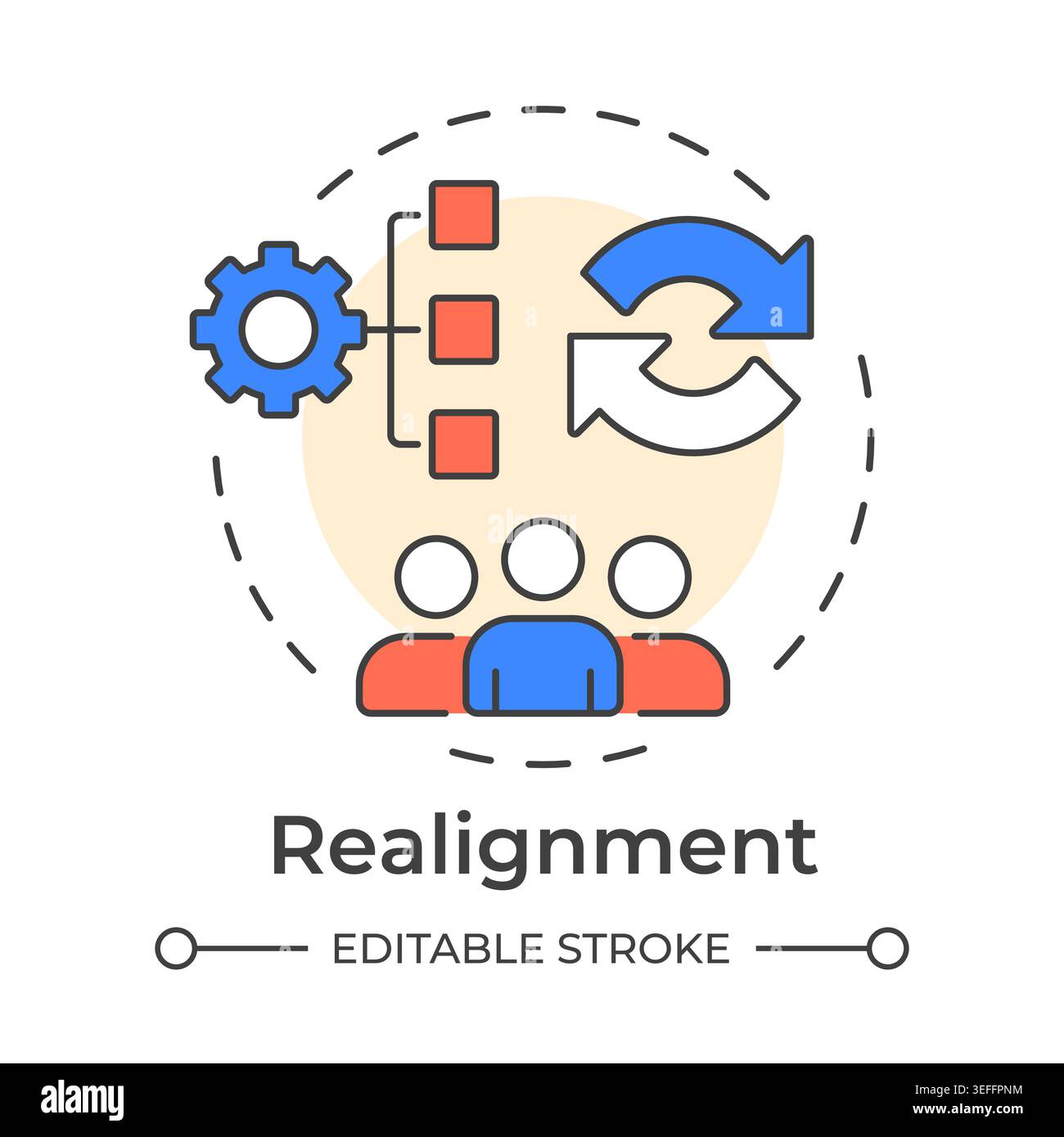 Realignment multi color concept icon Stock Vector