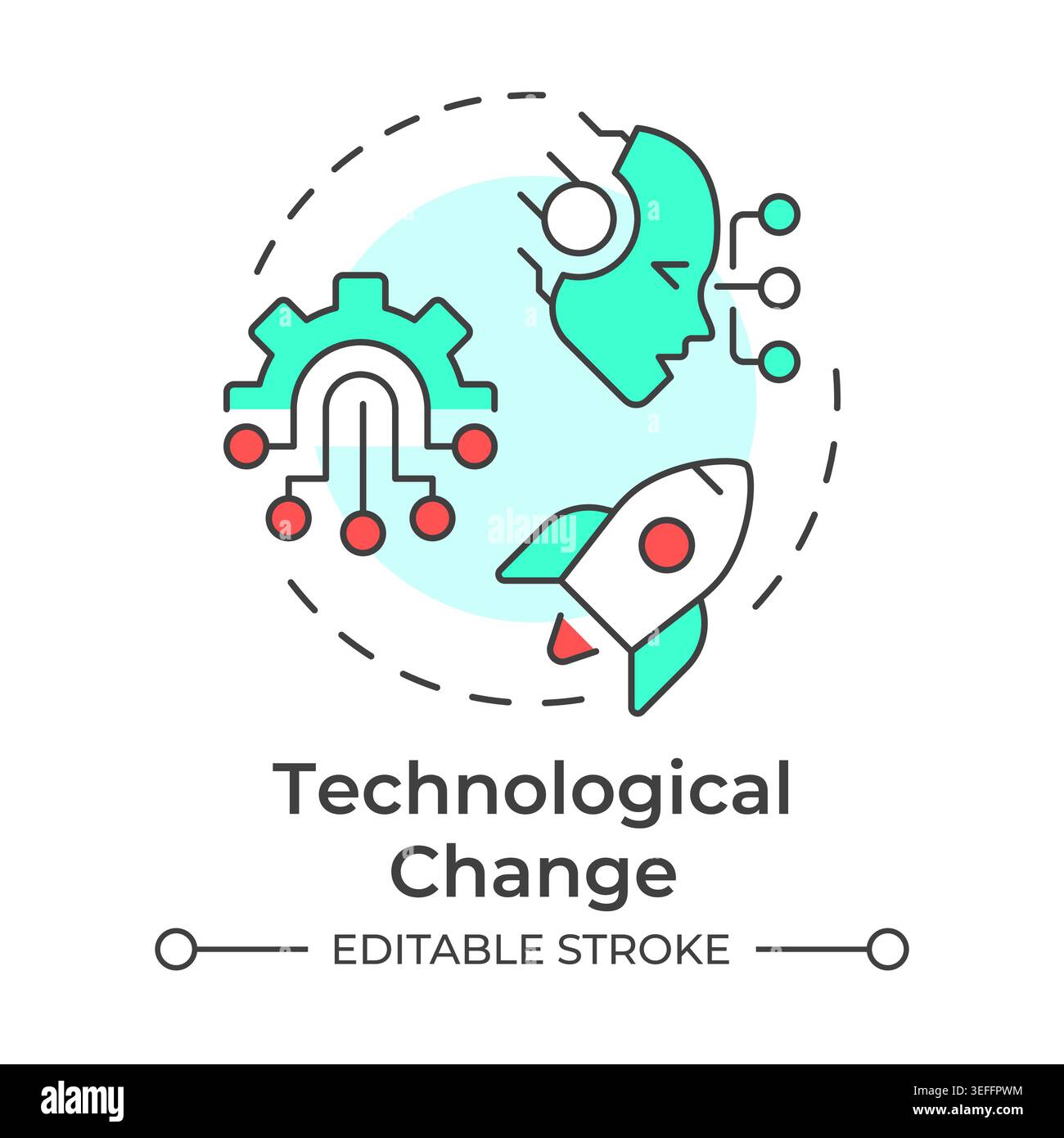 Technological change multi color concept icon Stock Vector