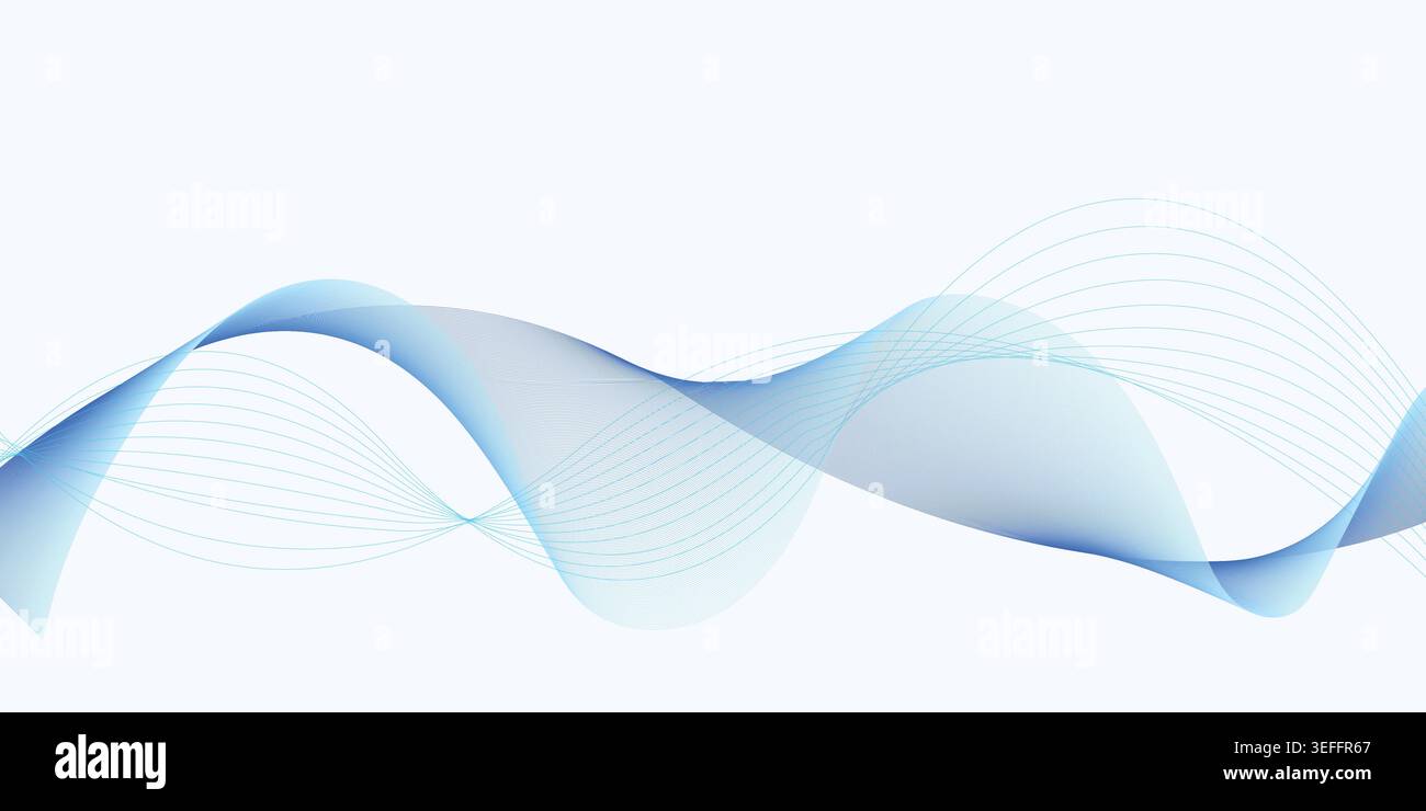 Blue Flowing Abstract Wave Background for Corporate Technology Presentation Design Stock Vector