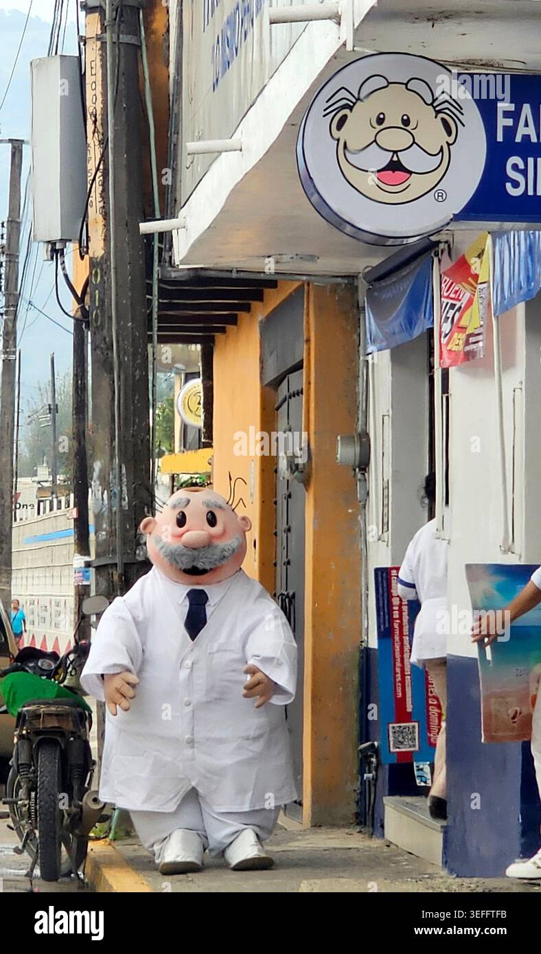 Xicotepec, Puebla, Mexico - Apr 27, 2026: Dr. Simi mascot dances in ...