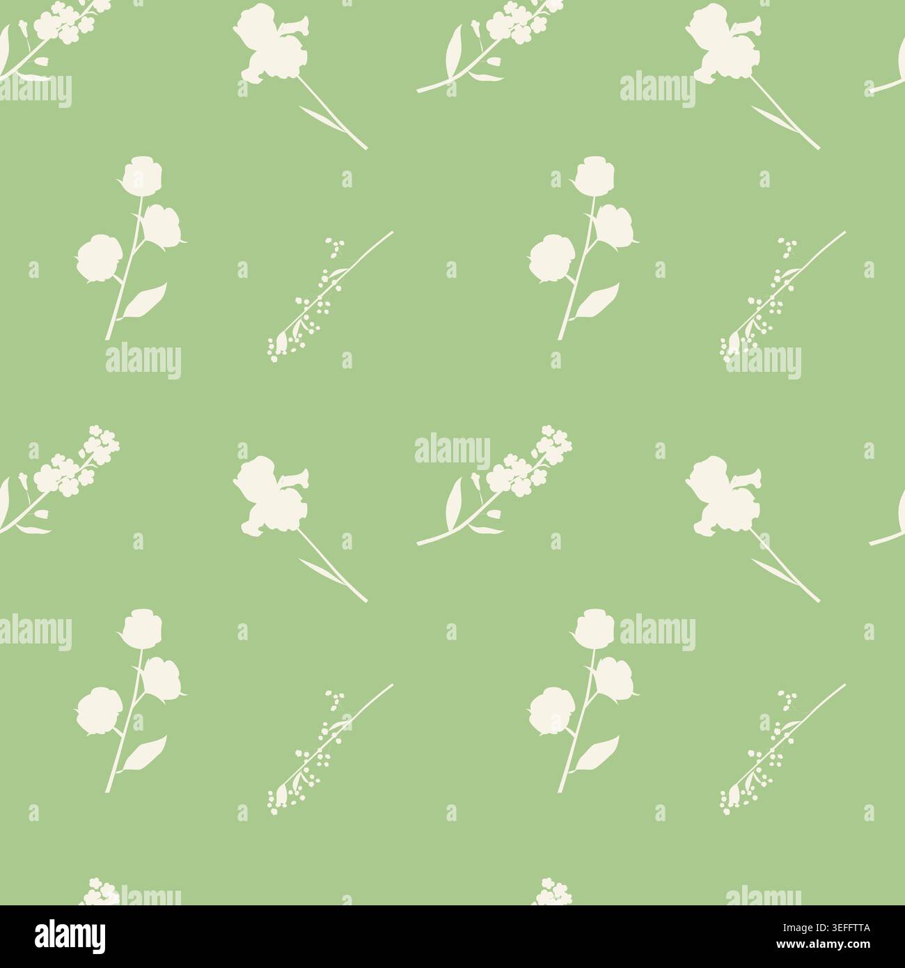 Seamless Floral Silhouette Pattern Stock Vector