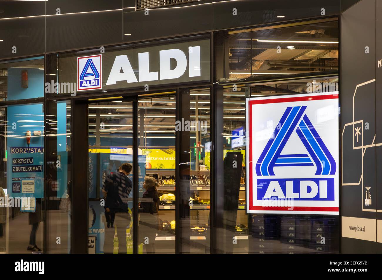 Warsaw, Poland - April 13, 2026: ALDI supermarket front store entrance ...