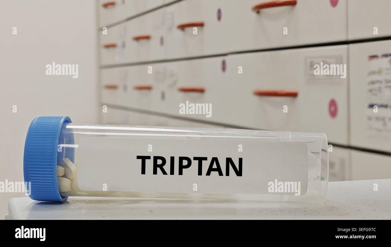 TRIPTAN tablets used to treat acute migraine by activating serotonin ...