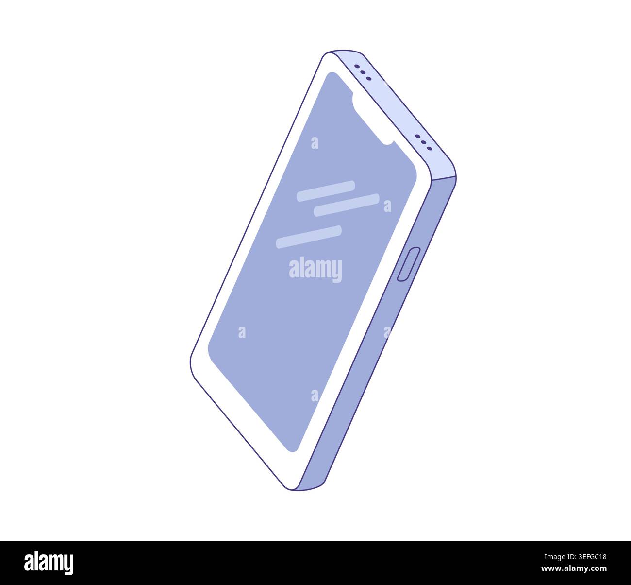 Isometric icon of abstract mobile phone. Line vector illustration. Mockup for UI UX presentations, tech branding, device concepts. Stock Vector