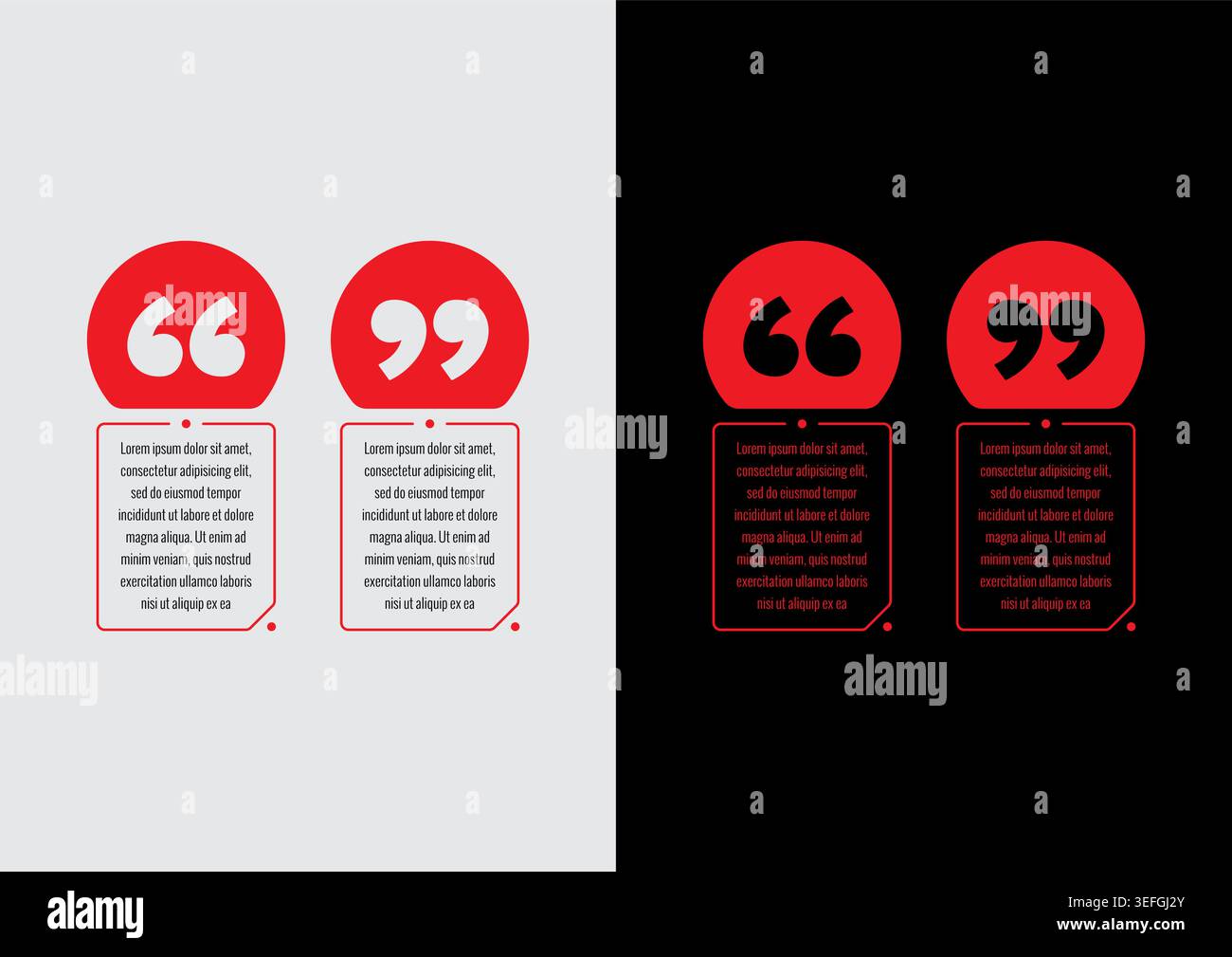 double quote symbol with text support. double quotes set. double quotes concept. Stock Vector