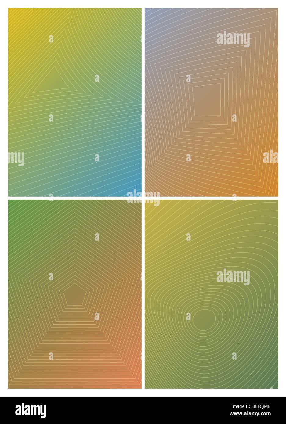 distorted triangle, square, pentagon and circle gradient set. geometric shapes and gradient set. Stock Vector