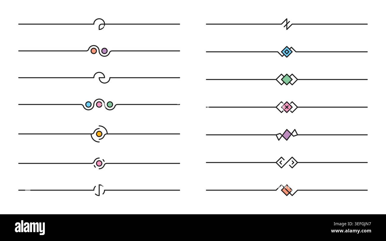 divider design set. text division marks. Stock Vector