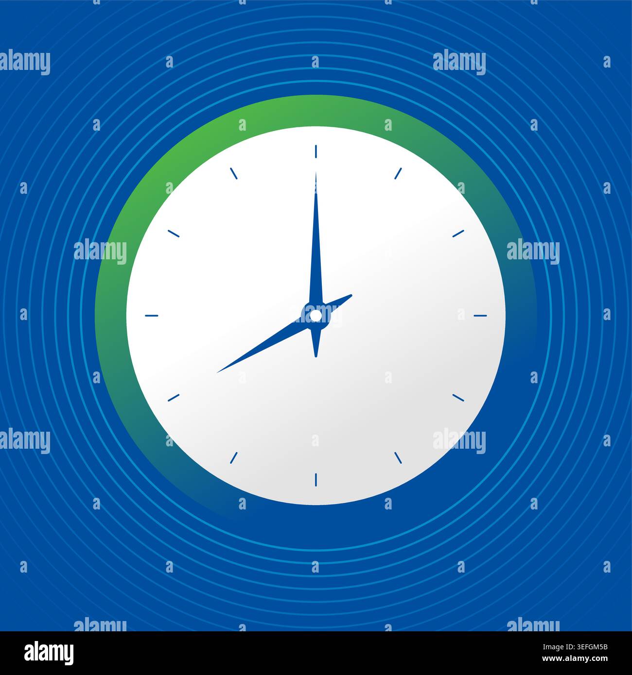 Elegant, simple, stylish analog watch concept. green-blue analog clock symbol. wall clock concept. Stock Vector