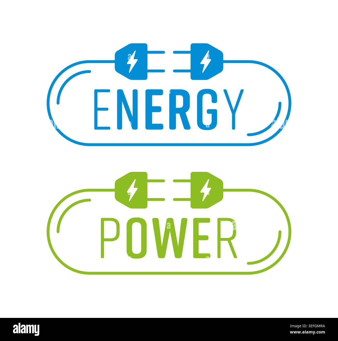 Energy and Power Word Vector Concept with Electrical Plug Icon for Clean Technology Stock Vector