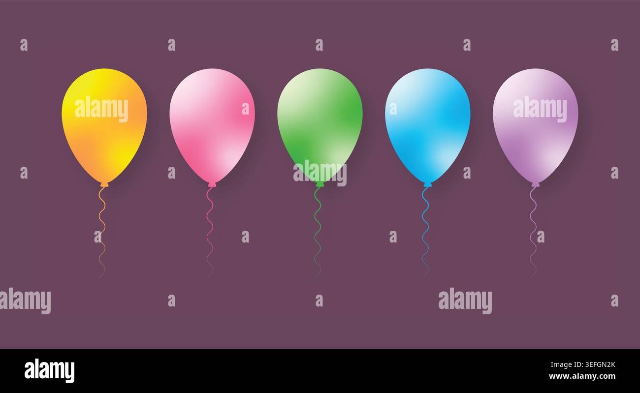 five colorful vector balloons. colorful balloons. Stock Vector