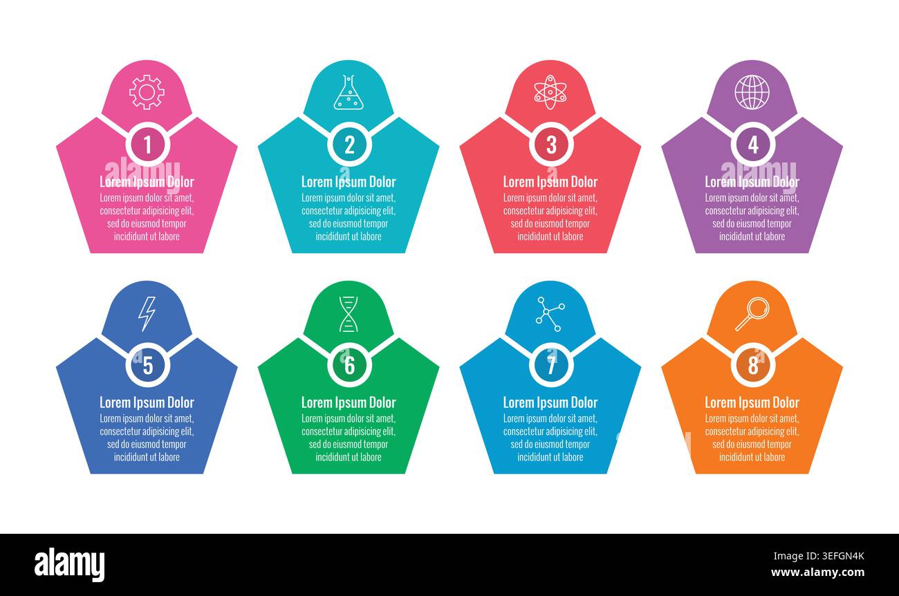 eight steps infographic template. Stock Vector