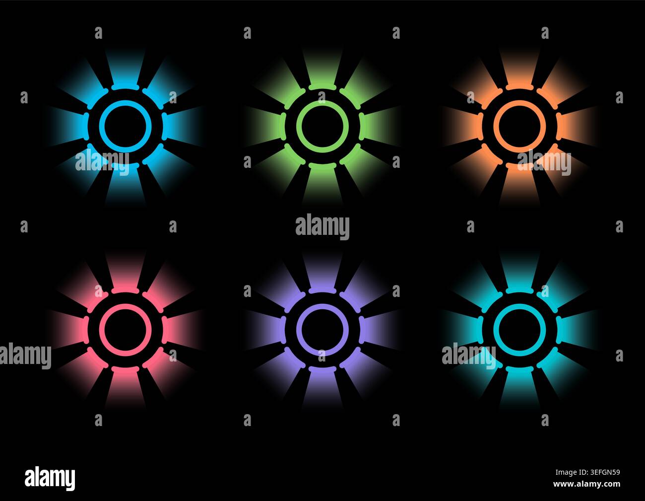 explosion effects on black background. colorful explosion shapes. Stock Vector