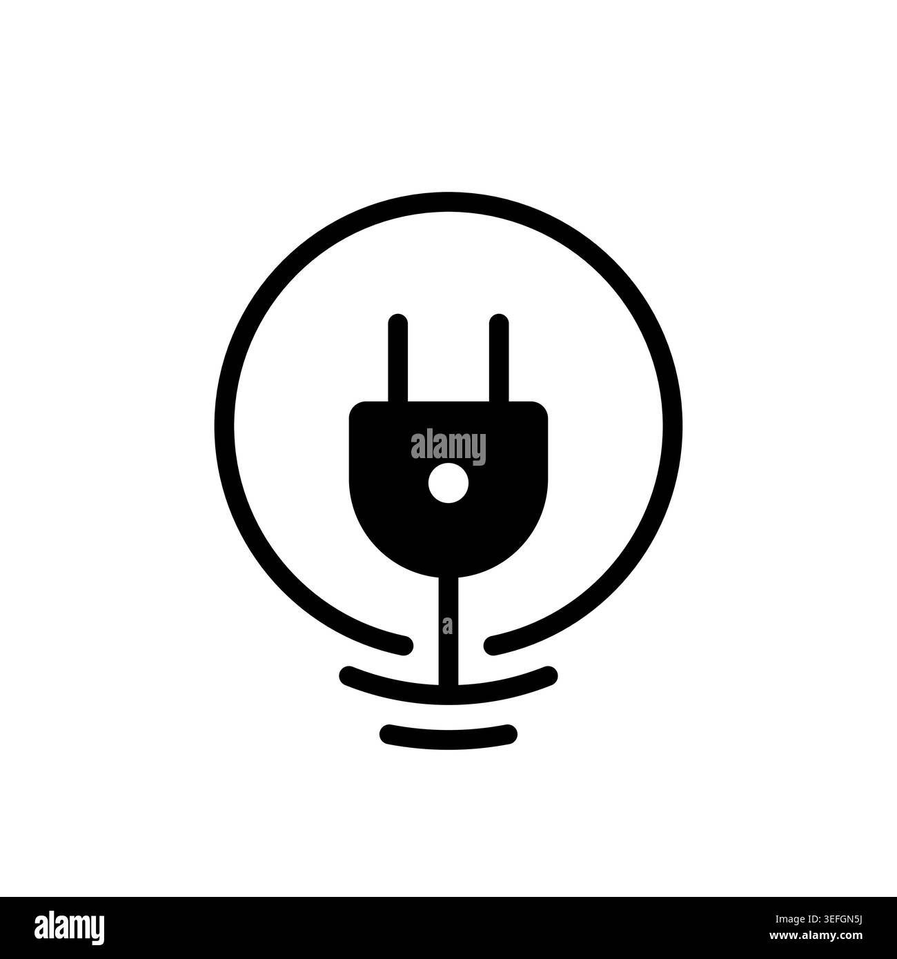 electrical plug on a white background. vector round electrical plug. Stock Vector